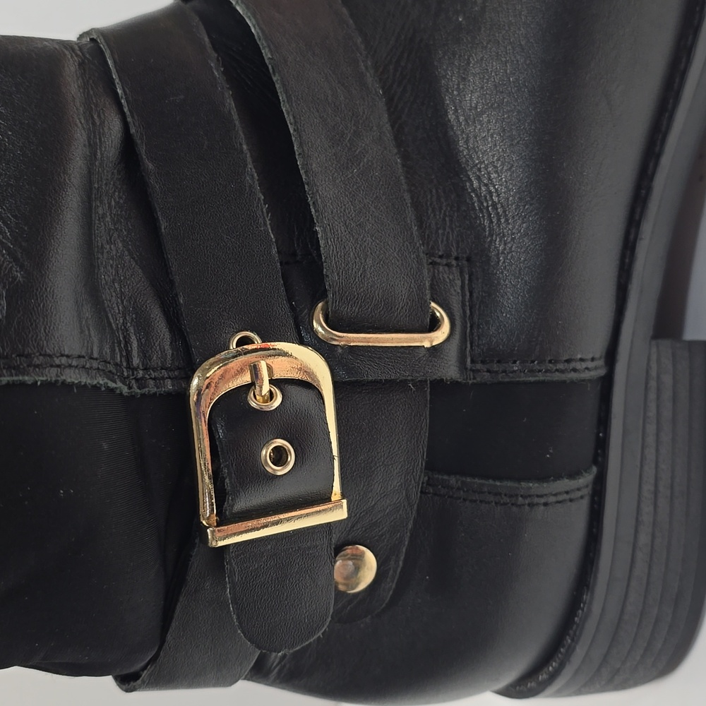 {Kenneth Cole} Reaction Kent Space Bucklr Leather Tall Boots - Black - 9.5 - Picture 3 of 12